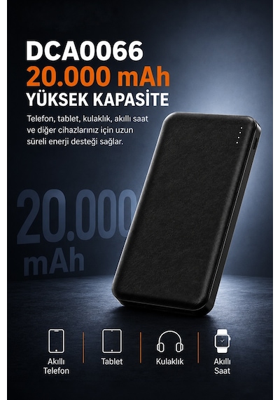 Tb20 20.000mah Led Işıklı Powerbank Siyah