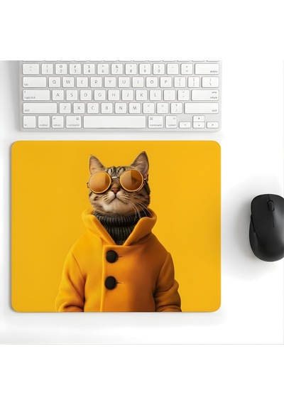 18x22 Cm Desenli Baskılı Mouse Pad Kaymaz Kauçuk Taban Ofis Ve Home Ofis Kullanımına Uygun Komik Yazılı Tasarım Yüksek Baskı Kaliteli Küçük Boy Mouse Pedi Bilgisayar Laptop Aksesuarı Golden Cat
