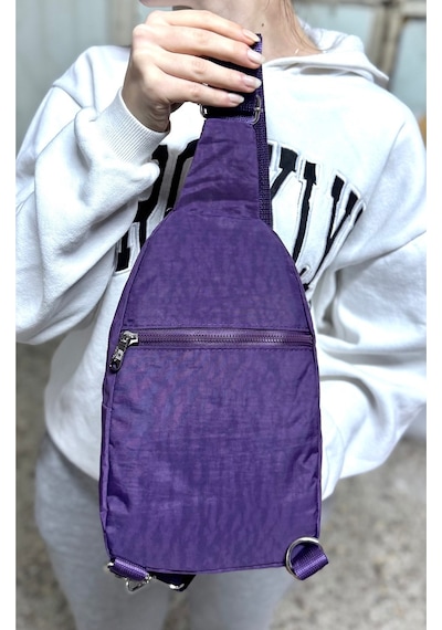 Su Geçirmez Kumaş Mor Unisex Body Bag Çapraz Omuz Çantası Mor