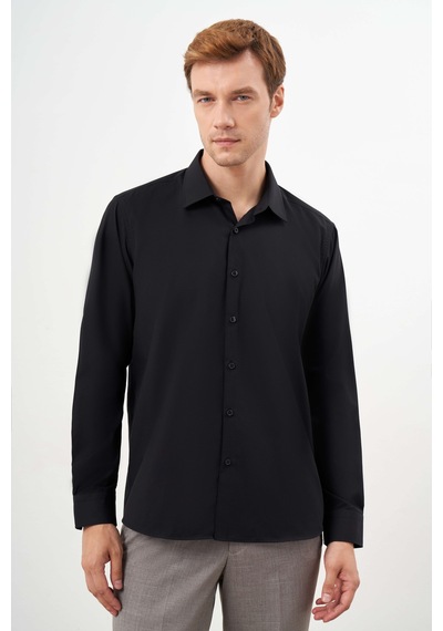 Morven Erkek Siyah Basic Düz Desen Sert Yaka Regular Fit Gömlek 24mc004059001 Siyah Morven Erkek Siyah Basic Düz Desen Sert Yaka Regular Fit Gömlek 24mc004059001 Siyah