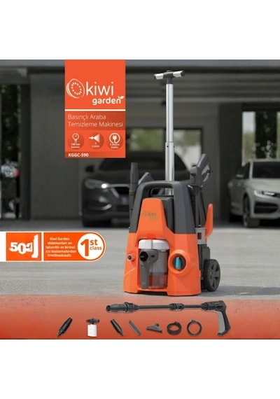 Kiwi KGCC 590 Yüksek Basınçlı Araba Yıkama Makinesi (130 Bar) ve Elektrik Süpürgesi 2’si 1 Arada