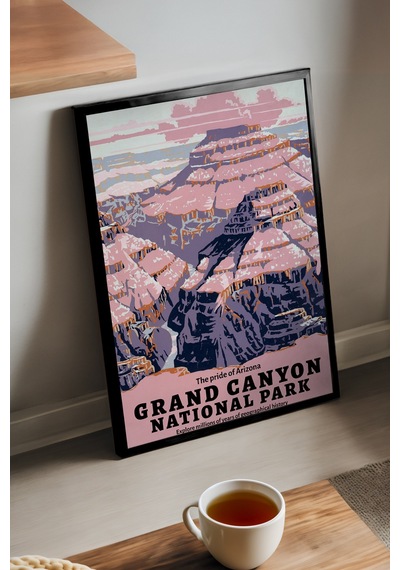 Grand Canyon Siyah Ahşap Çerçeveli Poster, Dekoratif Seyahat Duvar Tablosu