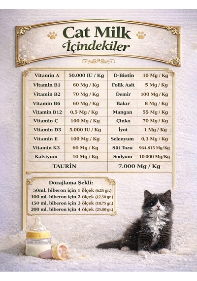 Clovit Cat Milk Yavru Kediler İçin Taurin İçeren Takviye 250 G
