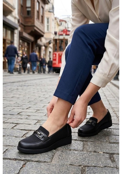 Fort 1166 Rahat Hafif Günlük Loafer Kadın Ayakkabı Siyah