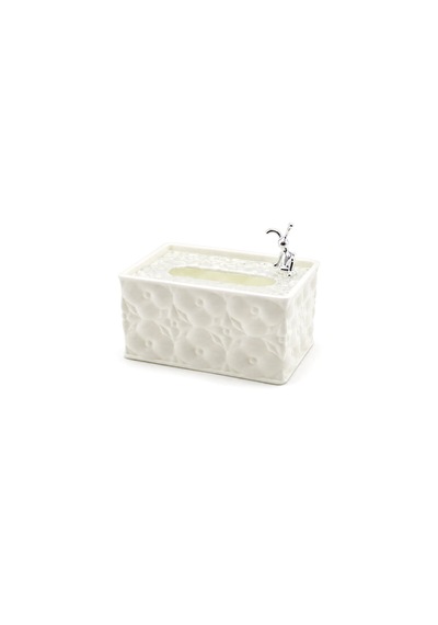 18.4x12.5x9cm Beyaz Yaylı Masaüstü Dekoratif Dikdörtgen Peçetelik 5250