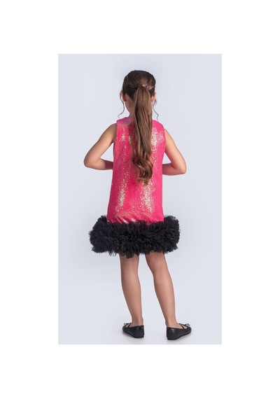 Mnk Baby & Kids Pul Payet İfestos Taçlı Tütü Çocuk Özel Gün Abiye M00743 Fuşya