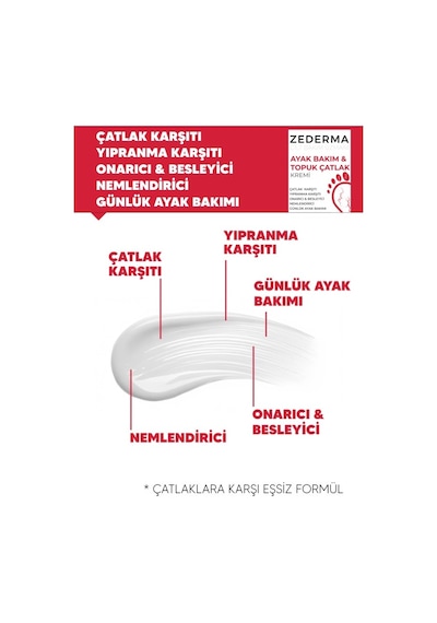 Zederma 60 Ml Ayak Bakım & Topuk Çatlak Kremi %20 Üre İle Hızlı Nemlendirme Sağlar
