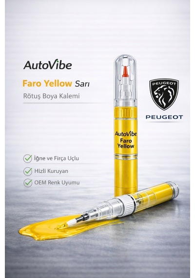 Peugeot Rötuş Boya Kalemi Faro Yellow Sarı 2si1arada Çizik Giderici