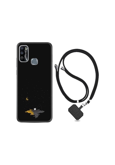 Infinix Hot 9 Play Kılıf Boyun Askılı Ay Ve Kedi 1683
