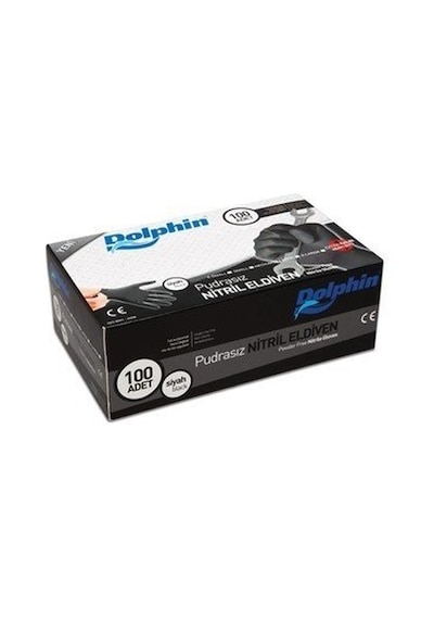 Dolphin Siyah Pudrasız Nitril Ekstra Kalın Eldiven 10 x 100 Adet
