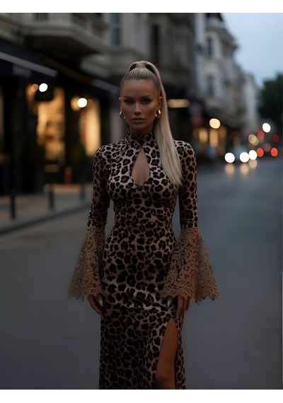 Havens Demy Leopar Uzun Elbise Leopar