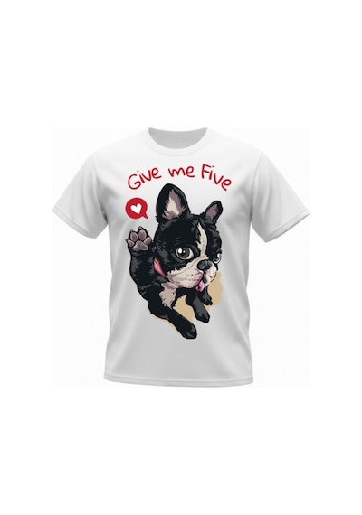 Urbantrendstore Unisex Pet Köpek Temalı Oversize Fit Rahat Geniş Salaş T-shirt Günlük Tişört Beyaz