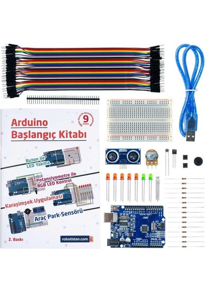 Robotistan Arduino Uyumlu Uno Başlangıç Seti (Klon) (EKitap ve Videolu)