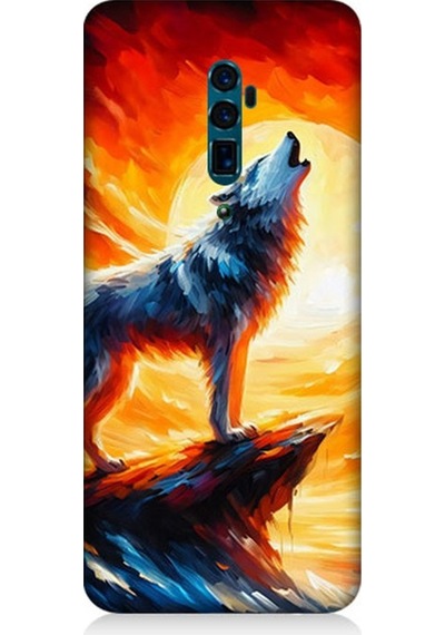 Oppo Reno 10x Zoom Uyumlu Kayalıkta Uluyan Kurt Yalnızlığı Desenli Silikon Kılıf Çok Renkli