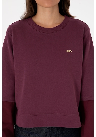 U.S. Polo Assn. Kadın Bordo Gömlek Detaylı Bisiklet Yaka Sweatshirt 50315303-VR177