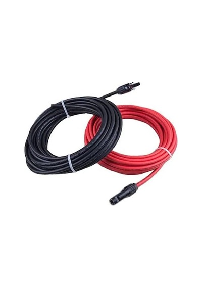 6 Mm2 Solar Kablo (mc4 Konnektörlü) 5 Mt Siyah + 5 Mt Kırmızı. Toplam 10 Mt