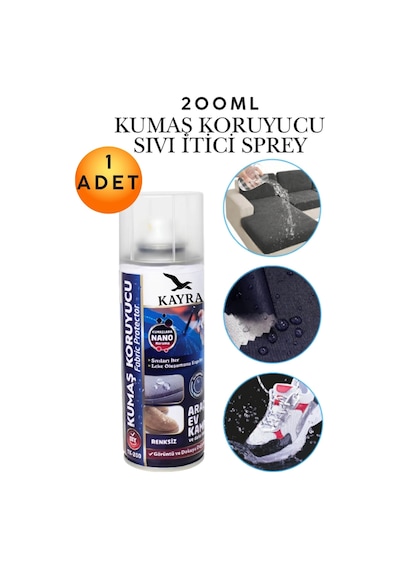 Renksiz Kumaş Koruyucu Sprey 200 Ml Ayakkabı, Mont, Kıyafet, Koltuk, Çadır, Çanta İçin Su İtici, Nanoteknolojik, Leke Tutmaz, Görünmez Kalkan, Çok Amaçlı Koruyucu Bakım Spreyi, Profesyonel Su Geçirmez