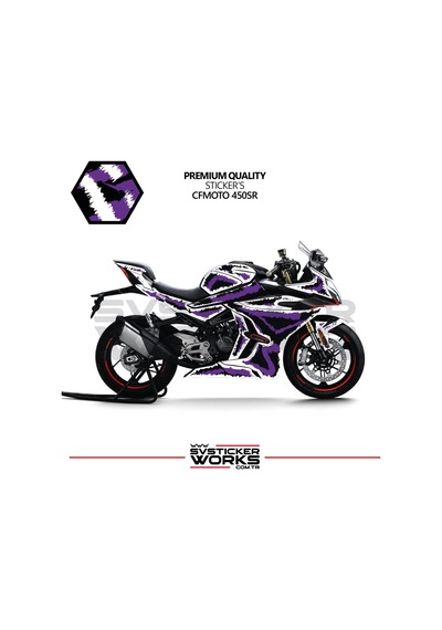 Cfmoto 450sr Kaplama Sticker Air Brush Motor Kaplama Modeli Hazır Kit Tüm Modeller Uyumlu Mor