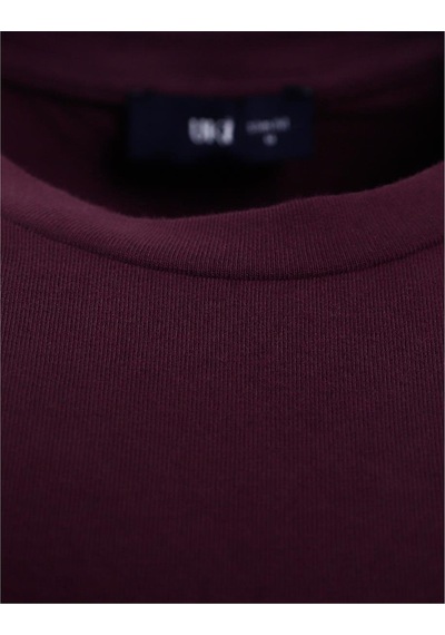 Uki Mürdüm Comfort Fit Bisiklet Yaka Basic T-shirt MÜRDÜM