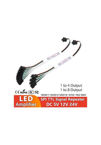 Hazar Led 4'lü Pixel Çoklayıcı Amplifier Ws2811-ws2812b Piksel Şerit Bağlantı Adaptör Çoğaltıcı Dağıtıcı Birleştirici Kablo 5-24v