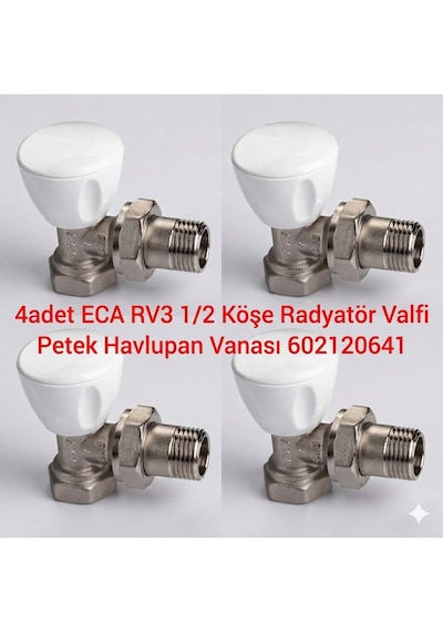E.C.A 4 Adet 1/2 Köşe Radyatör Valfi Petek Havlupan Vanası RV3 602120641