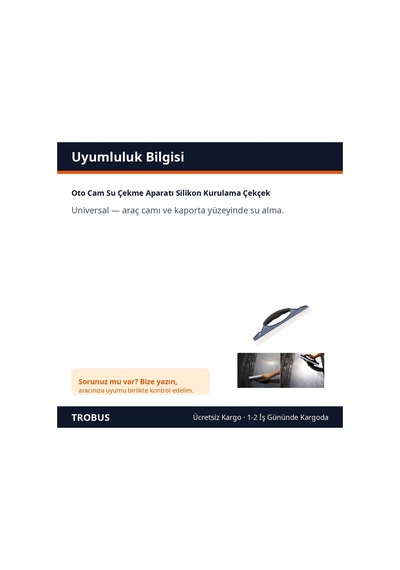 Trobus Oto Cam Su Çekme Aparatı Silikon Kurulama Çekçek