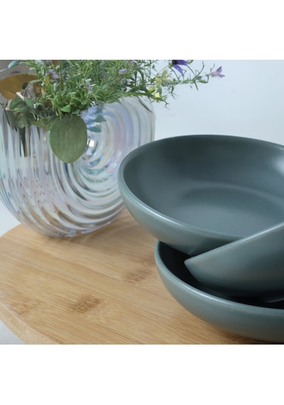 Keramika Mat Yeşil Halka Çerezlik/sosluk 13 Cm 6 Adet 322 Çok Renkli