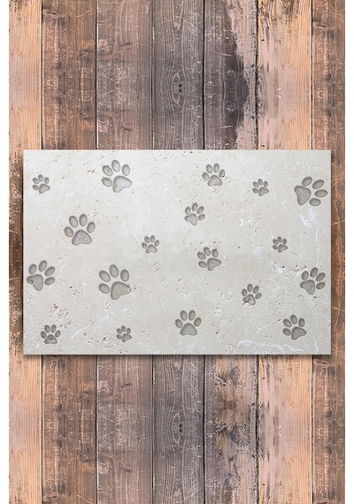 Evaşk Vinil Kaymaz Tabanlı Keçe Baskılı Evcil Hayvan Pet Mama  Paspası 25x40 Renk PATİ PM0225PA