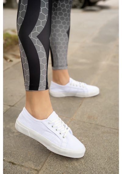 Kadın Keten Günlük Sneaker Beyaz