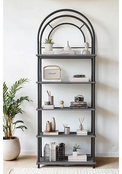 Çevir Kur Antrasit Bohem Kitaplık Çok Amaçlı, 5 Raflı, Dekoratif Dolap 199x71x29 Cm Antrasit Çevir Kur Antrasit Bohem Kitaplık Çok Amaçlı, 5 Raflı, Dekoratif Dolap 199x71x29 Cm Antrasit