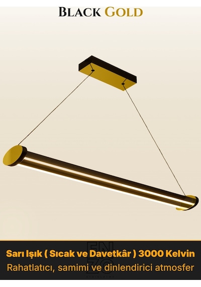 Mira Gold Lineer Led Sarkıt Avize Kumandalı Dim Edilebilir Aşağı Işık Sarı Işık