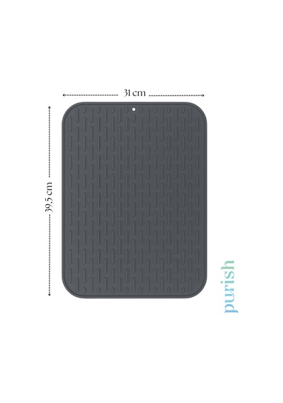 Bulaşık Kurutma Matı Tpe -31x39,5 Cm, Kaymaz, Bardak & Tabak Kurutma Pedi Antrasit Gri Plastik Diğer