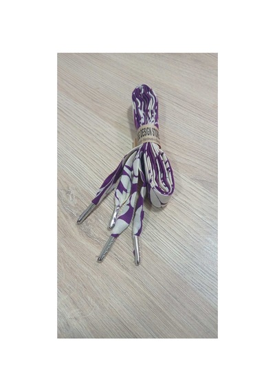Bsgshop Bsg Design Mor Desenli Viskon Kumaş Ayakkabı Bağcığı - 90 Cm El Yapımı Metal Uçlu Mor - 874671232 Mor