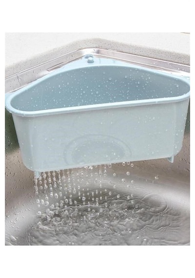 Vantuzlu Üçgen Sebze Meyve Lavabo Raf Evye Süzgeç Sünger Tutucu Düzenleyici Mutfak Organize Beyaz