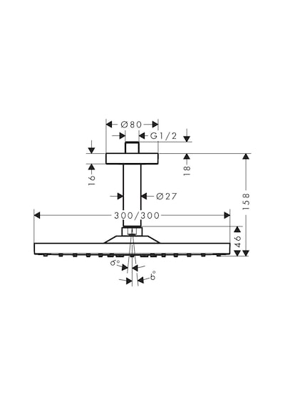 Hansgrohe Raındance Tepe Dusu E300 Crom Mat Sıyah 26250670