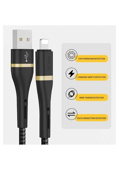 Wiwu Ed-105 2 In 1 Usb A- Type-C To Lightning Elite Data Cable (500161623)-Siyah