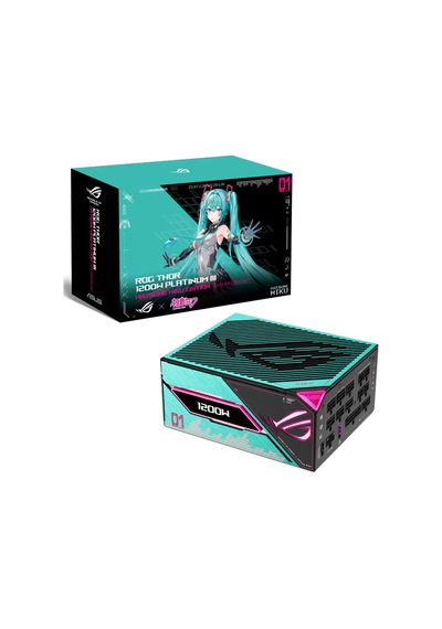 Asus Rog Thor 1200w 80+ Platinum Hatsune Miku Edition Argb Atx 3.1 Gen5 Full Modüler Psu Asus Rog Thor 1200w 80+ Platinum Hatsune Miku Edition Argb Atx 3.1 Gen5 Full Modüler Psu
