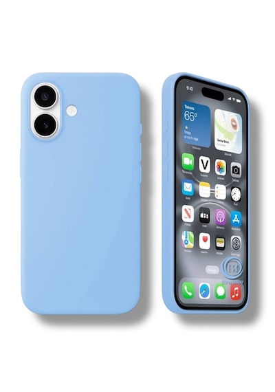 Apple Uyumlu iPhone 17 Kılıf Kamera Çıkıntılı Yumuşak Silikon İçi Kadife Lansman Kapak . Bebek Mavisi