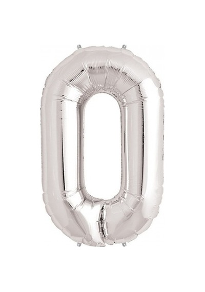Rakam Folyo Balon 0 Rakamı Büyük Boy Balon Gümüş/Gri 100Cm