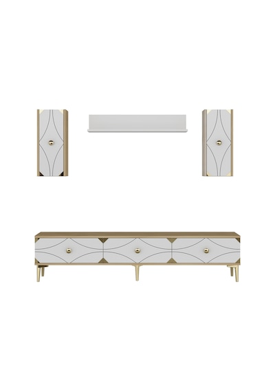 Tvr1897dbg - Alfa Tvr180 Tv Ünitesi Takım , Tv Sehpası Safirmeşe - Beyaz - Gold 180cm Tvr1897dbg - Alfa Tvr180 Tv Ünitesi Takım , Tv Sehpası Safirmeşe - Beyaz - Gold 180cm