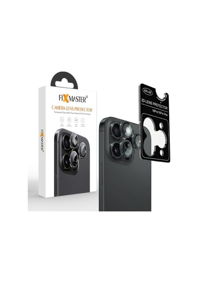 Fixmaster İphone 16 Pro - 16 Pro Max Uyumlu Siyah Titanyum Kamera Lens Koruyucu, Kolay Kurulum, Alüminyum Alaşımlı Çerçeve, Darbelere Ve Çizilmelere Karşı Yüksek Dayanıklı Temperli Cam