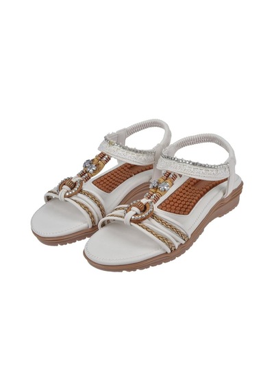 Guja Taş Detaylı Comfort Kadın Sandalet Gj-24y120-4 Beyaz-beyaz Beyaz