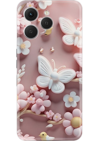 Tecno Spark 40 Km5n Kılıf Boutique Baskılı Resimli Pembe Kelebekler Pcode -088