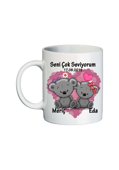 Ayıcıklı Isimli Sevgiliye Hediye Kupa Bardak