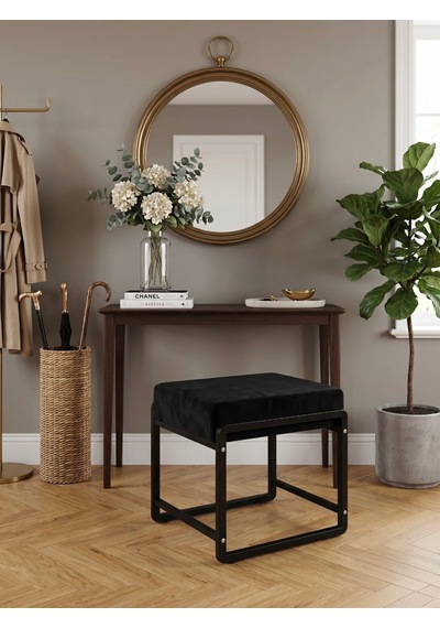 Pure Siyah Ayaklı Babyface Puf 50x40x45 Cm - Modern Bench