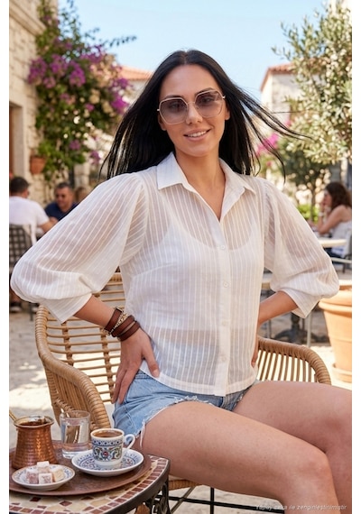 Lela Bayan Gömlek 6982208 Ekru