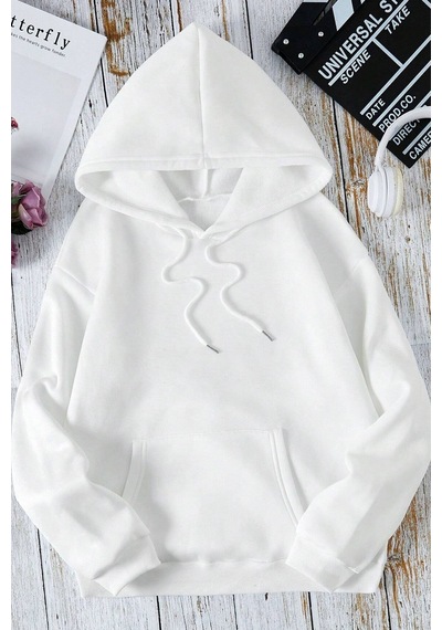 Uyguntarz Unisex Oversize Sırt Kral Kelebek Baskılı Sweatshirt beyaz