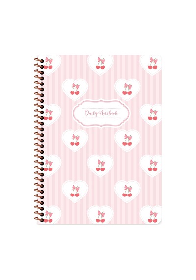 16,5x22,5 Spiralli Sert Kapak Kurdele Çizgisiz Defter - Kiraz Çok Renkli