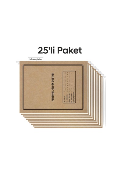 Metal Askılı Personel Özlük Dosyası 4 Yapraklı 25 Li Paket