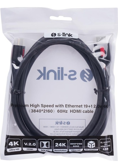 S-link Sl-hdm4k011 19+1 V2.0 4k 60hz 1.5 Metre Hdmi Kablo